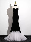 Black and White Mermaid Long Formal Dress, Black and White Prom Dress HZ0319