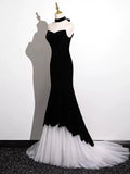 Black and White Mermaid Long Formal Dress, Black and White Prom Dress HZ0319