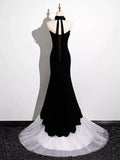 Black and White Mermaid Long Formal Dress, Black and White Prom Dress HZ0319