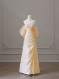 A-line Champagne Scoop Lace-up Party Dress, Champagne Long Prom Dress HZ0319