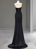 Sweetheart Black Mermaid Evening Dress Strapless Long Prom Dress HZ0319