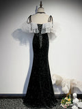 Black Mermaid Long Prom Dress Sweet Formal Party Dress HZ0319