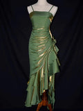 Vintage Spaghetti Straps Sheath Chiffon Ruffled Long Prom Dress HZ0319