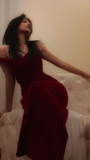 Charming Wine Red Straps Velvet Mermaid Long Evening Party Dress HZ0319