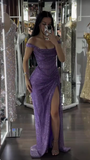 Gorgeous Purple Off Shoulder Mermaid Long Evening Party Dress HZ0319