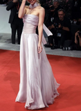 Elegant Strapless A-Line Chiffon Long Evening Party Dress HZ0319
