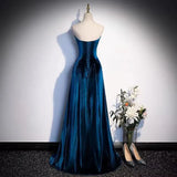 Elegant Strapless A Line Velvet Long Prom Dress Formal Party Dress HZ0319