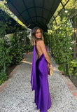 Elegant Purple Halter Backless Long Evening Party Dress HZ0319