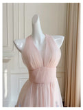 Pink Halter A-Line Appliques Lovely Party Dress Birthday Outfits HZ0319