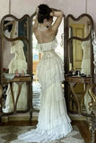 Elegant Ivory Strapless Tiered Mermaid Long Party Dress Birthday Gown HZ0319