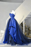 Blue Strapless A-Line Long Formal Party Gown Prom Dress HZ0319