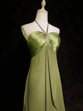 Green Halter A-Line Chiffon Vintage Long Prom Dress Evening Gown HZ0319