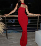 Charming Red Strapless Mermaid Long Evening Dress Party Gown HZ0319