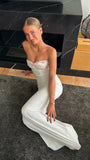 White Strapless Sheath Long Prom Dress Elegant Party Dress HZ0319