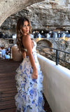 Blue Charming A-Line Spaghetti Strap Prom Dresses Party Dresses HZ0319