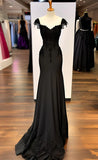 Elegant Black Beading Mermaid Long Formal Evening Party Dress HZ0319
