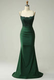 Mermaid Dark Green Long Prom Dress with Appliques Beading HZ0319
