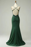 Mermaid Dark Green Long Prom Dress with Appliques Beading HZ0319