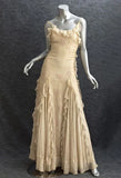 Light Yellow Spaghetti Straps Ruffle Embroidery Long Party Dress HZ0319