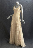 Light Yellow Spaghetti Straps Ruffle Embroidery Long Party Dress HZ0319