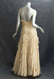Light Yellow Spaghetti Straps Ruffle Embroidery Long Party Dress HZ0319
