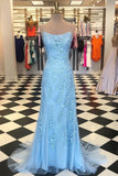 Red Floral Appliques Tulle Mermaid Long Formal Dress HZ0319