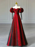 Red Off Shoulder Sweetheart Party Dress A Line Long Evening Dress HZ0319