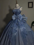 Gorgeous Starry Blue Cinderella Princess Sweet 16 Ball Gown Quinceanera Dress HZ0319