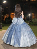 Gorgeous Starry Blue Cinderella Princess Sweet 16 Ball Gown Quinceanera Dress HZ0319