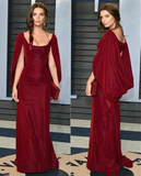 Charming Burgundy Mermaid Satin Long Party Dress Evening Gown HZ0319