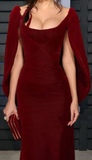 Charming Burgundy Mermaid Satin Long Party Dress Evening Gown HZ0319