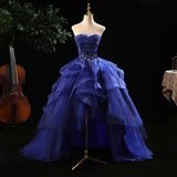 Royal Blue Strapless High-Low A-Line Evening Gown Party Dress HZ0319