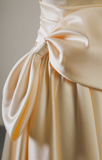 Light Yellow A-Line Satin Long Prom Dress Cute Princess Birthday Outfits HZ0319