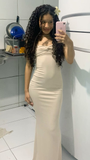 Khaki Strapless Mermaid Simple Long Party Dress HZ0319