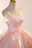 Pink Strapless A-Line Long Formal Party Dress Evening Gown HZ0319