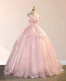 Pink Strapless A-Line Long Formal Party Dress Evening Gown HZ0319