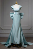 Light Blue Straps Mermaid Long Formal Party Dress Evening Gown HZ0319