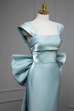 Light Blue Straps Mermaid Long Formal Party Dress Evening Gown HZ0319
