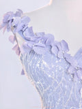 Light Lilac One Shoulder Tulle Sequin Mermaid Long Party Dress HZ0319