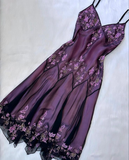 Dark Purple Spaghetti Straps Beading Vintage Party Dress Evening Gown HZ0319