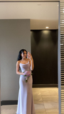 Elegant Lilac Straps Sheath Long Party Dress Bridesmaid Dress HZ0319