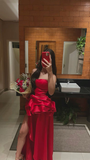 Charming Red Strapless A-Line Long Evening Party Dress HZ0319