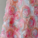 Pink Spaghetti Straps Rose A-Line Floral Birthday Outfits Party Dress HZ0319