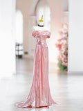 Pink Off the Shoulder Mermaid Party Dress Beautiful Long Evening Party Dress, HZ0319