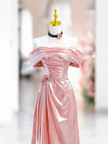 Pink Off the Shoulder Mermaid Party Dress Beautiful Long Evening Party Dress, HZ0319