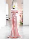 Pink Off the Shoulder Mermaid Party Dress Beautiful Long Evening Party Dress, HZ0319
