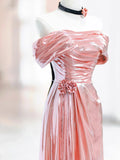 Pink Off the Shoulder Mermaid Party Dress Beautiful Long Evening Party Dress, HZ0319