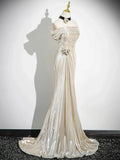 Mermaid Off the Shoulder Party Dress, Beautiful Champagne Evening Party Dress, HZ0319