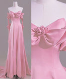Pink Strapless A-Line Satin Long Formal Evening Party Dress, HZ0319