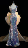 Shiny Sequins Straps Mermaid Long Party Dress Birthday Gown, HZ0319